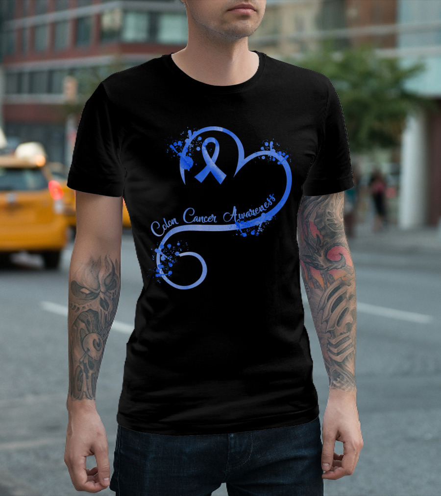 Heart Ribbon Colon Cancer Awareness T-Shirt