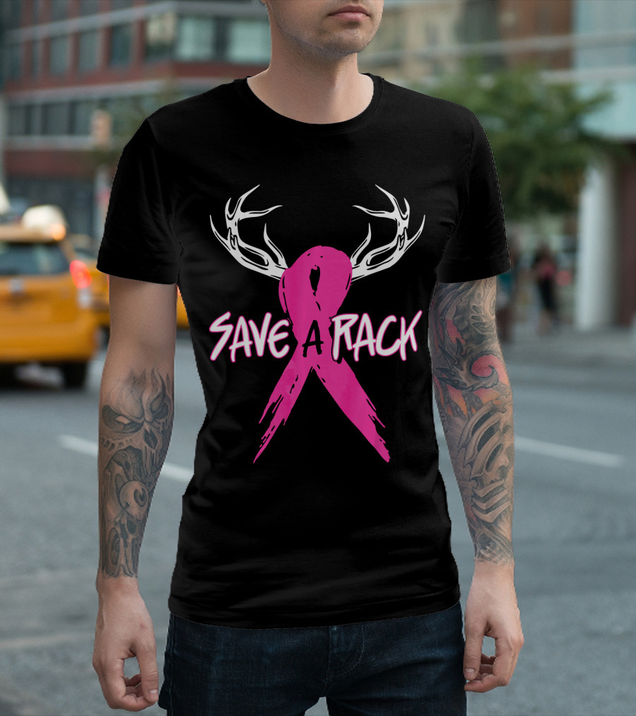 Save a Rack Breast Cancer Awareness Antlers Pink T-Shirt