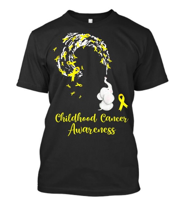 Childhood Cancer Awareness Elephant Spraying Yellow Ribbons T-Shirt