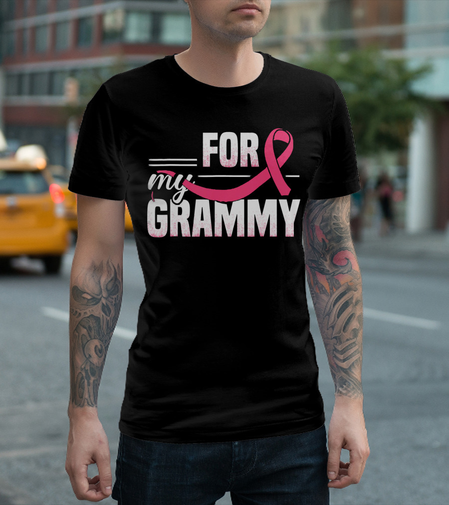 For My Grammy Pink Ribbon Breast Cancer Awareness T-Shirt