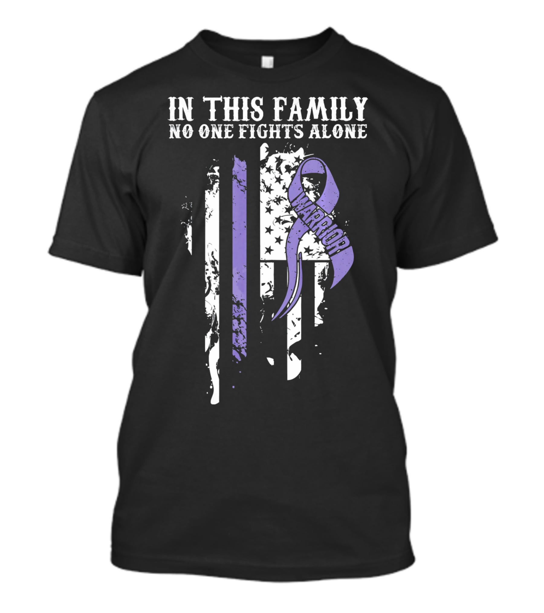 In This Family No One Fights Alone Hodgkins Lymphoma Cancer Awareness Warrior T-Shirt