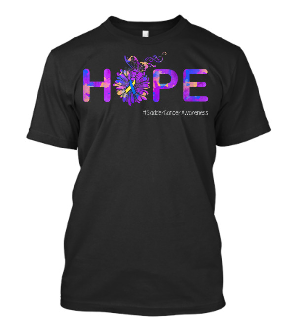 Hope Butterfly Ribbon Bladder Cancer Awareness T-Shirt