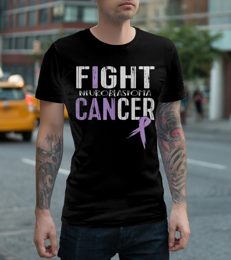 FIGHT NEUROBLASTOMA CANCER Purple Ribbon Awareness T-Shirt