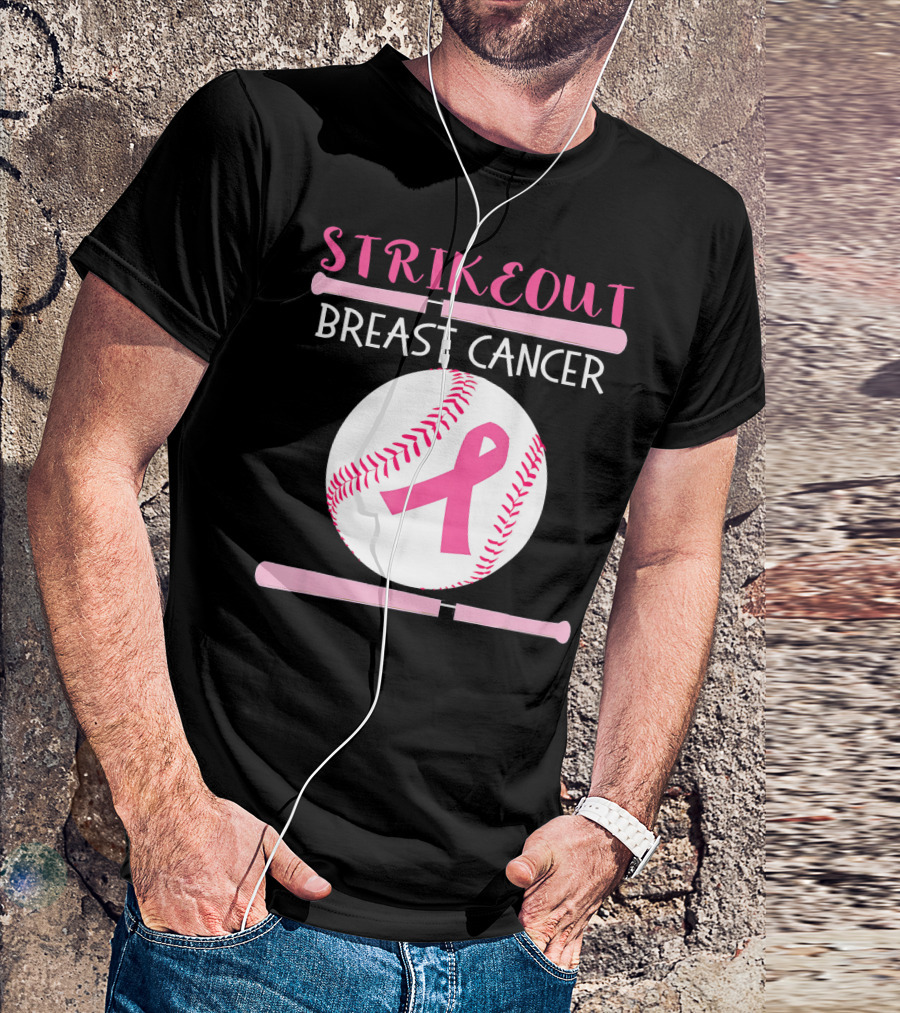 Strikeout Breast Cancer Baseball Catcher Player Team Co T-Shirt
