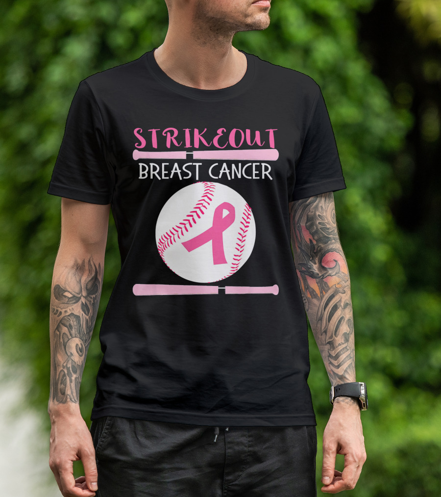 Strikeout Breast Cancer Baseball Catcher Player Team Co T-Shirt
