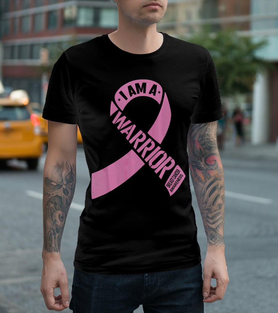 I Am A Warrior Pink Ribbon Breast Cancer Awareness T-Shirt