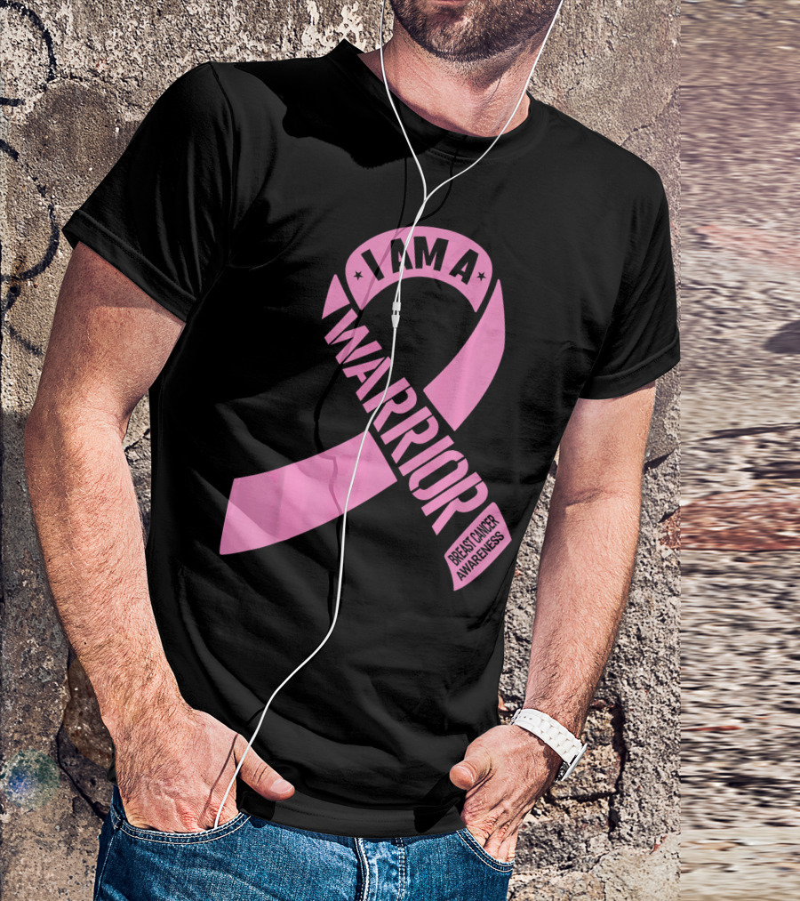 I Am A Warrior Pink Ribbon Breast Cancer Awareness T-Shirt