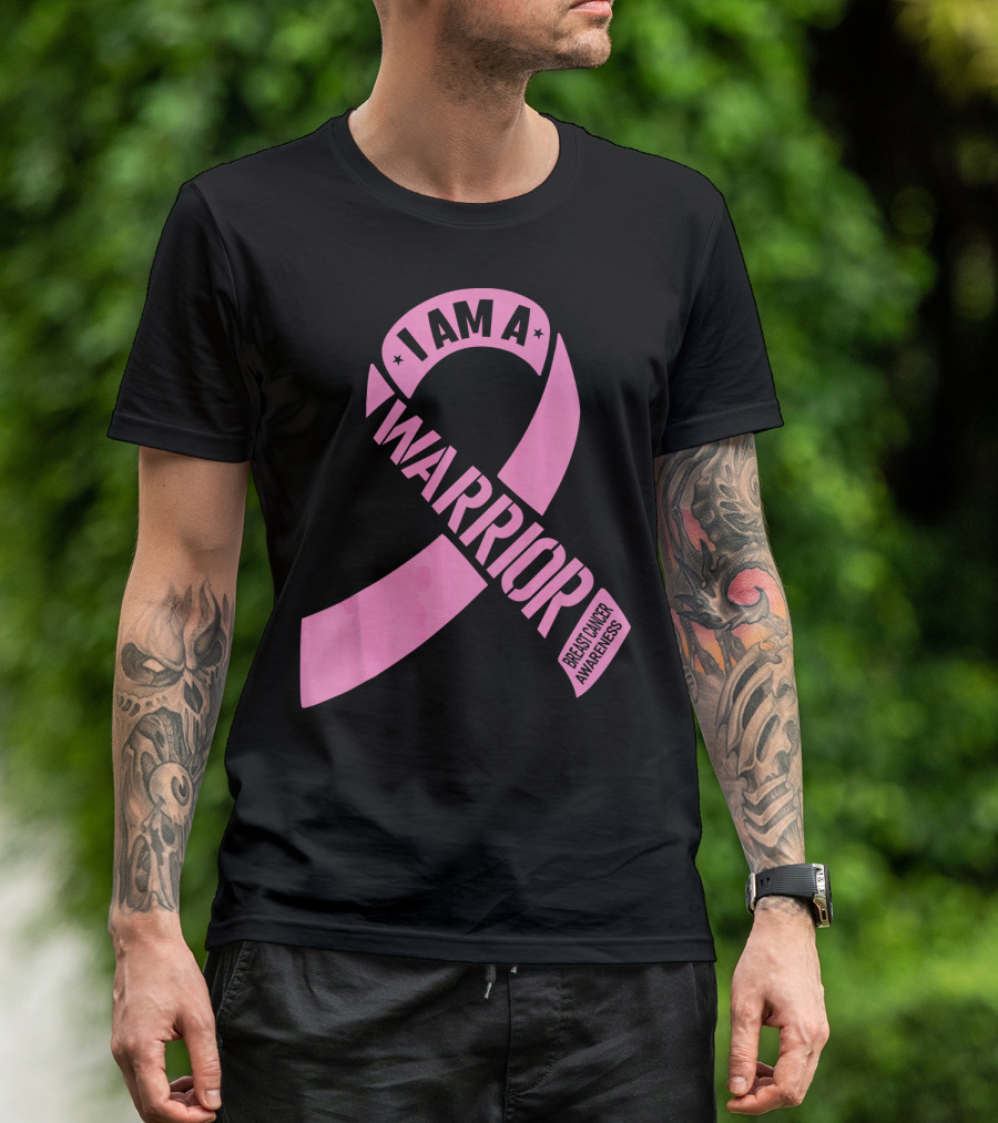 I Am A Warrior Pink Ribbon Breast Cancer Awareness T-Shirt