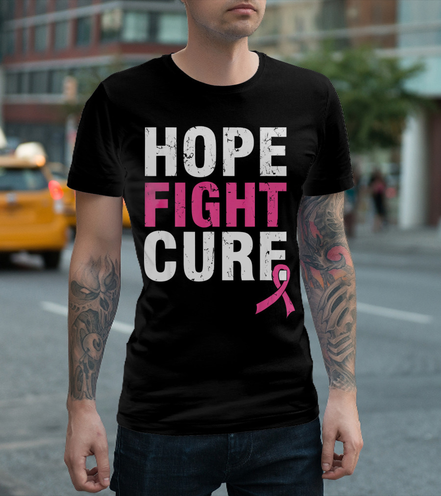 Hope Fight Cure Cancer Awareness Pink T-Shirt