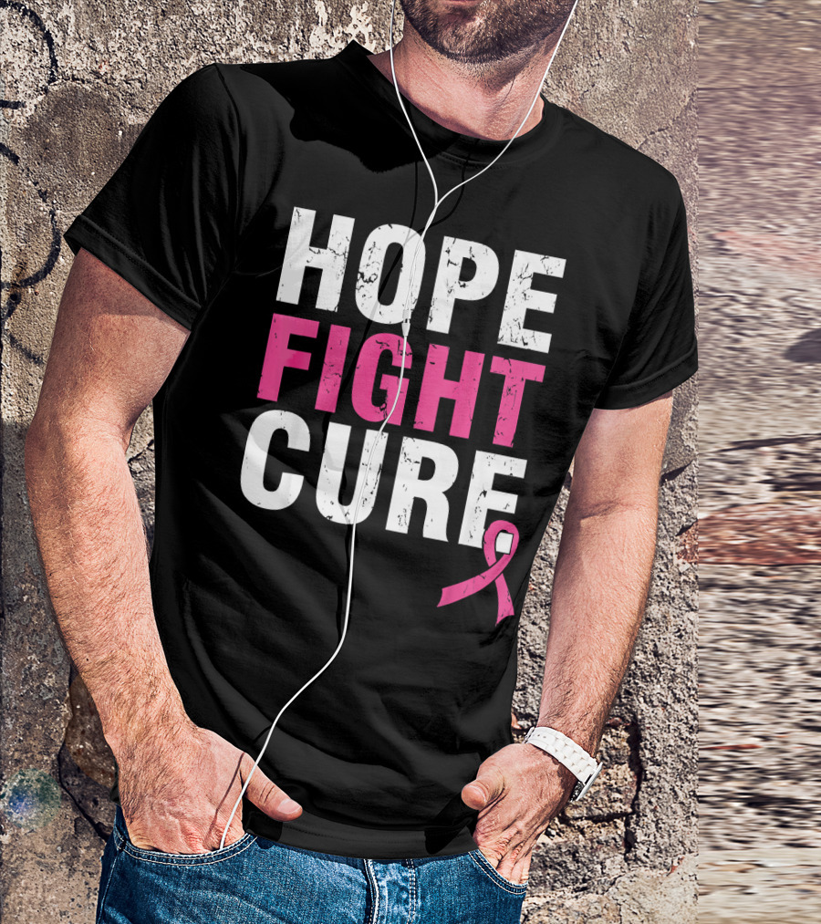 Hope Fight Cure Cancer Awareness Pink T-Shirt