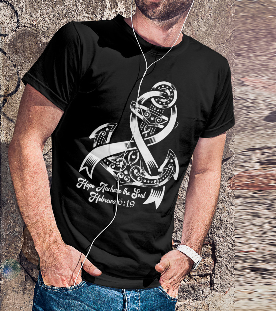 Hope Anchors The Soul Hebrews 6:19 Lung Cancer Awareness T-Shirt