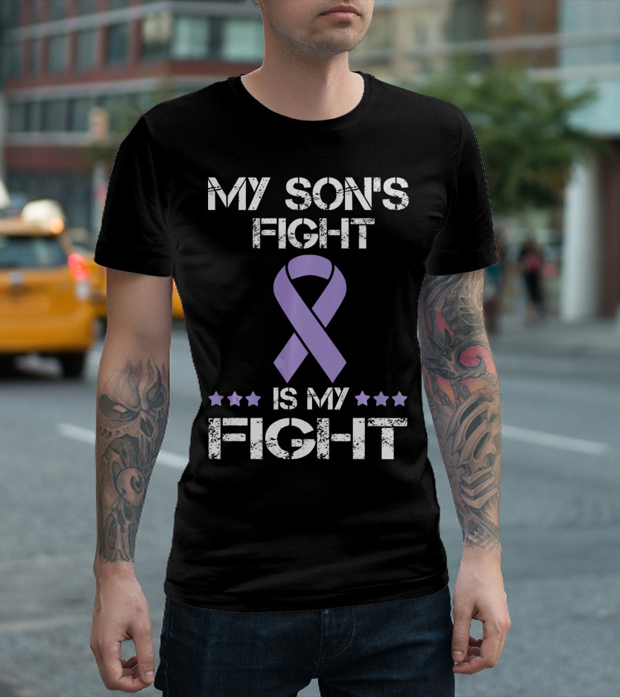 My Son's Fight Is My Fight Purple Ribbon Awareness T-Shirt
