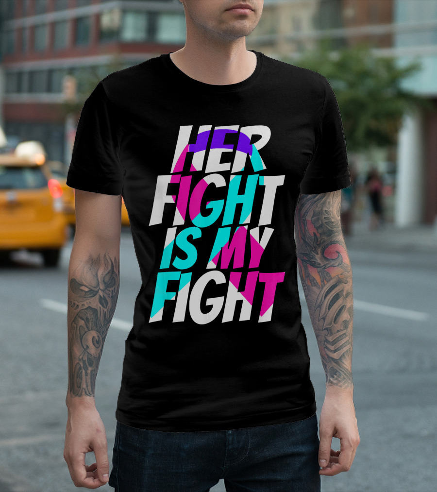 Her Fight Is My Fight Ribbon Thyroid Cancer Awareness T-Shirt
