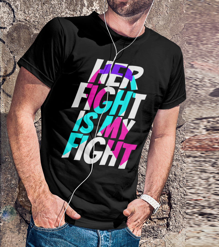 Her Fight Is My Fight Ribbon Thyroid Cancer Awareness T-Shirt