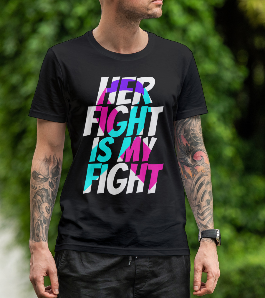 Her Fight Is My Fight Ribbon Thyroid Cancer Awareness T-Shirt