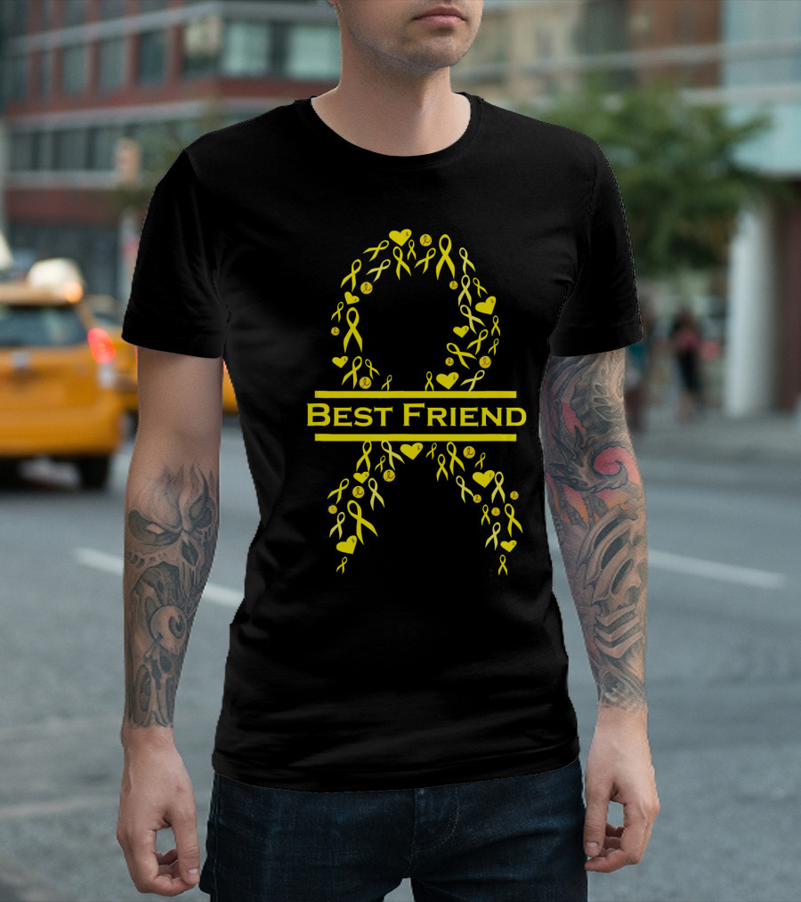 Childhood Cancer Awareness Yellow Ribbon Best Friend T-Shirt