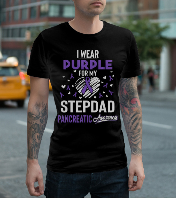 I Wear Purple For My Stepdad Pancreatic Awareness T-Shirt