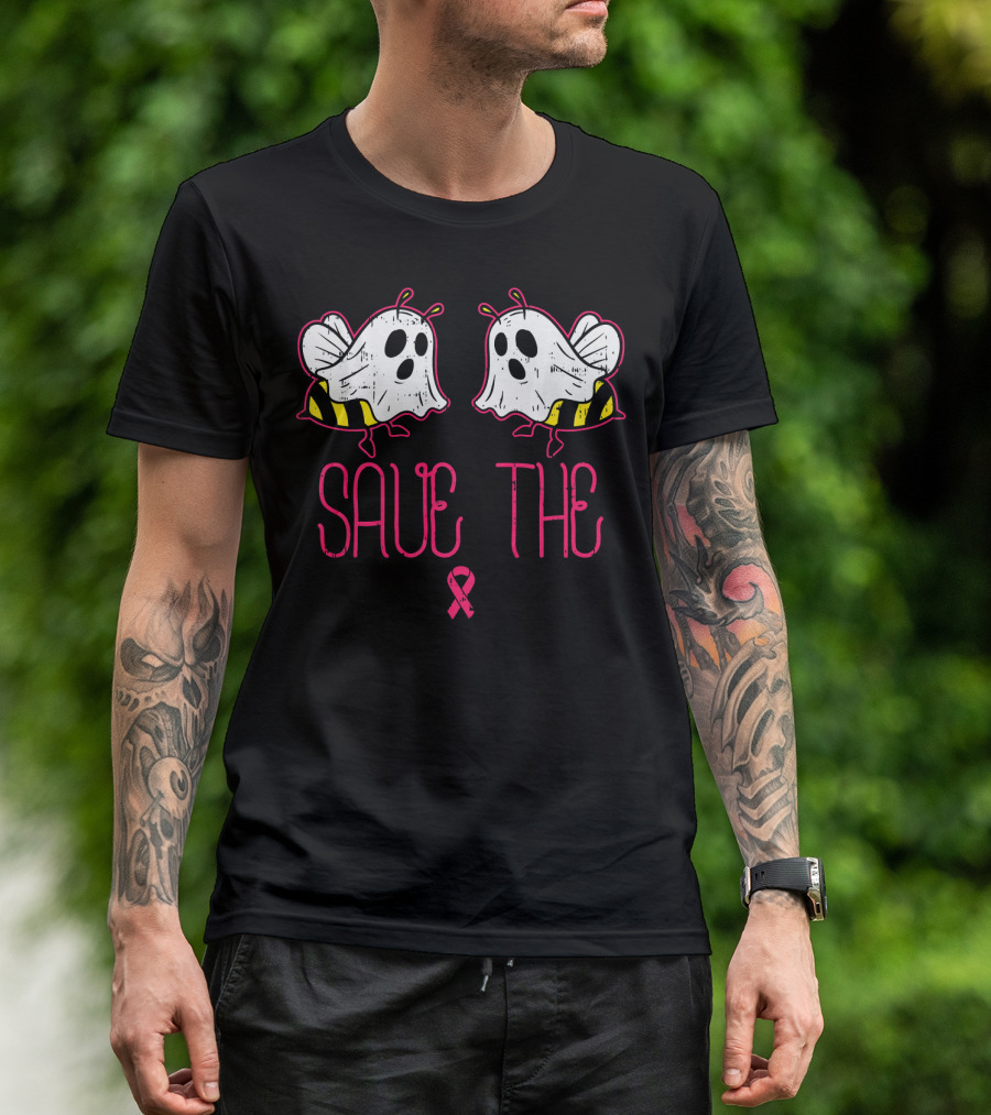 Save The Boo Bees Funny Halloween Breast Cancer Awareness T-Shirt