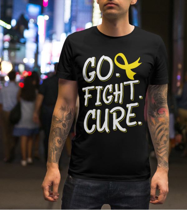 Go Fight Cure Childhood Cancer Gold Ribbon Awareness T-Shirt