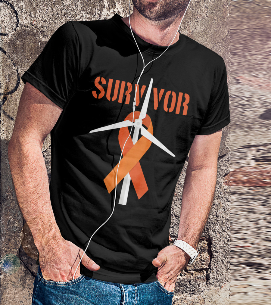 Survivor Windmill Orange Ribbon Cancer Awareness T-Shirt