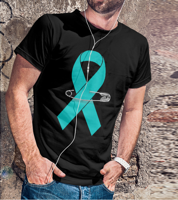 Ovarian Cancer Awareness Walk Support Ribbon With Safety Pin T-Shirt