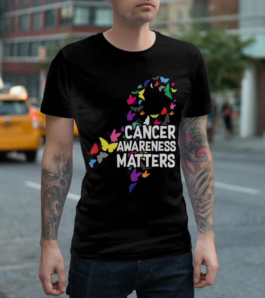 Cancer Awareness Matters Butterfly Ribbon T-Shirt