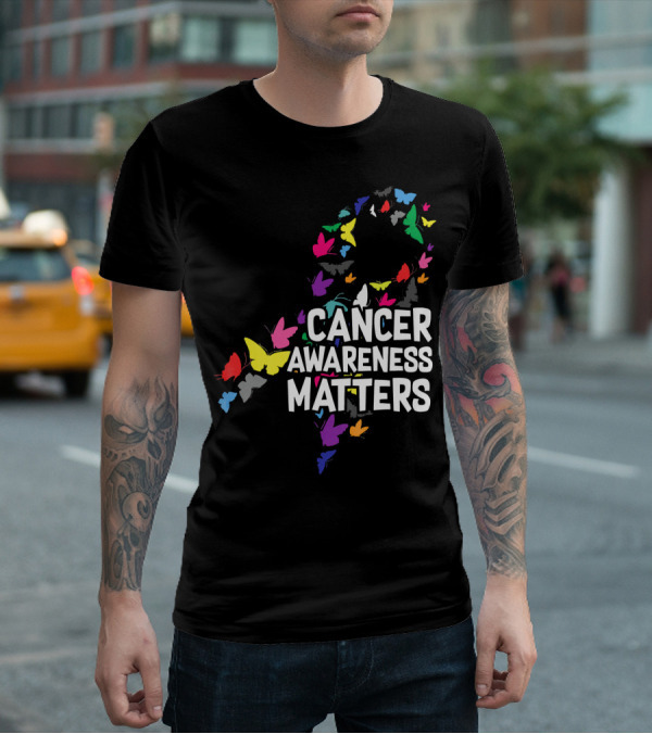 Cancer Awareness Matters Butterfly Ribbon T-Shirt
