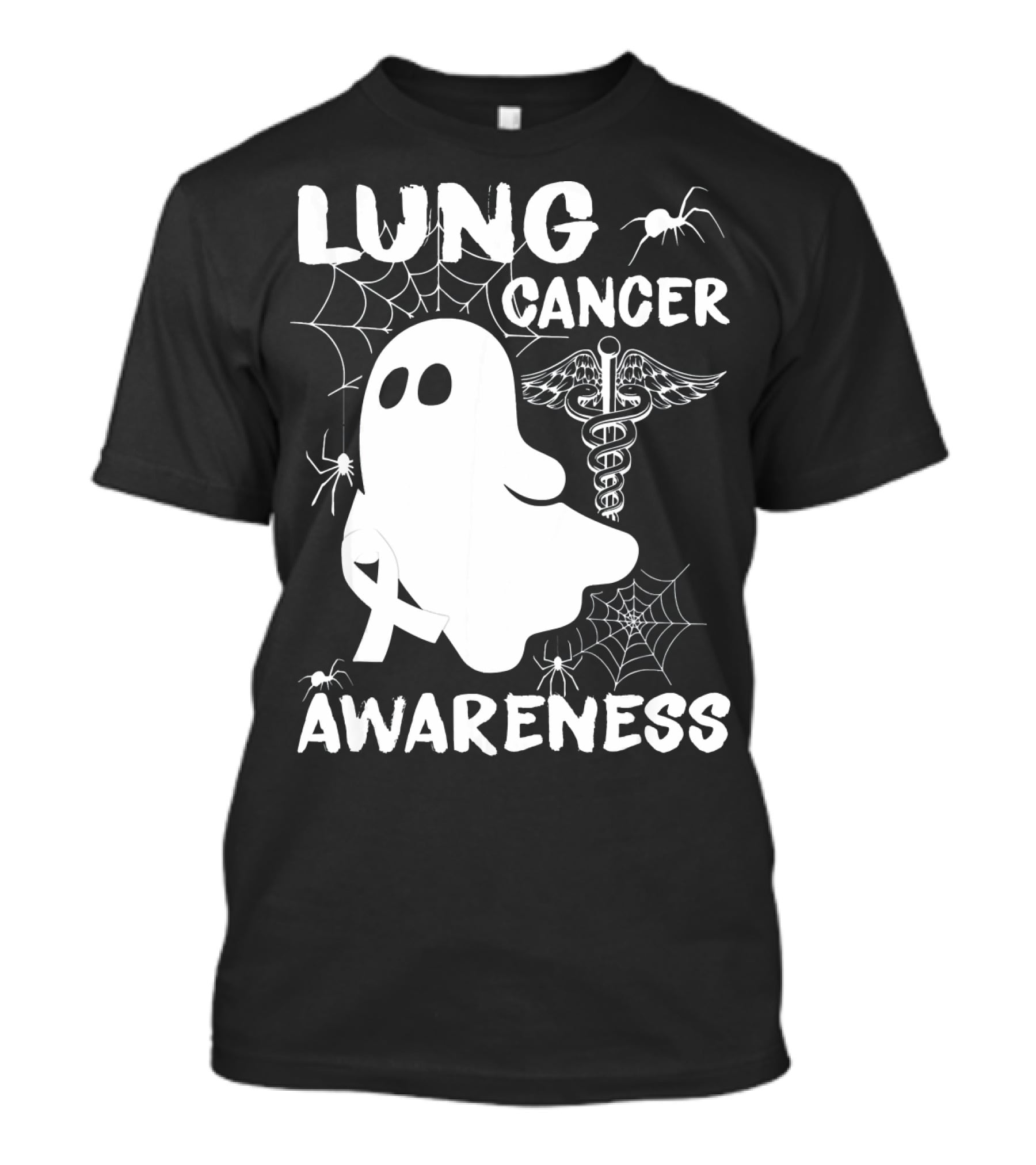 Lung Cancer Awareness Boo Ghost With Spider Webs And Spider T-Shirt