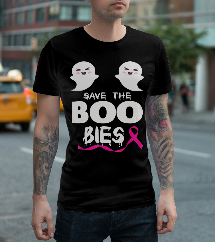 Save the BOO Bies Ghosts Pink Ribbon Breast Cancer Support T-Shirt