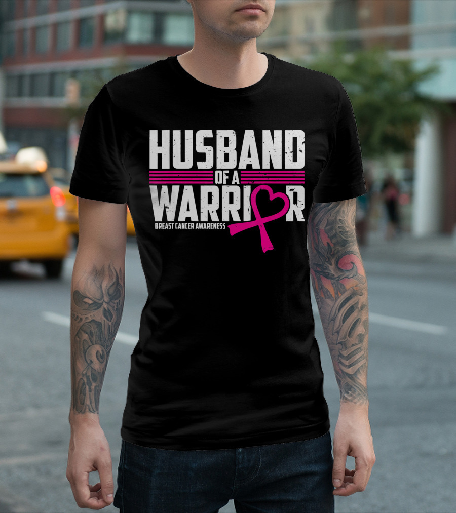 Husband of a Warrior Breast Cancer Awareness T-Shirt