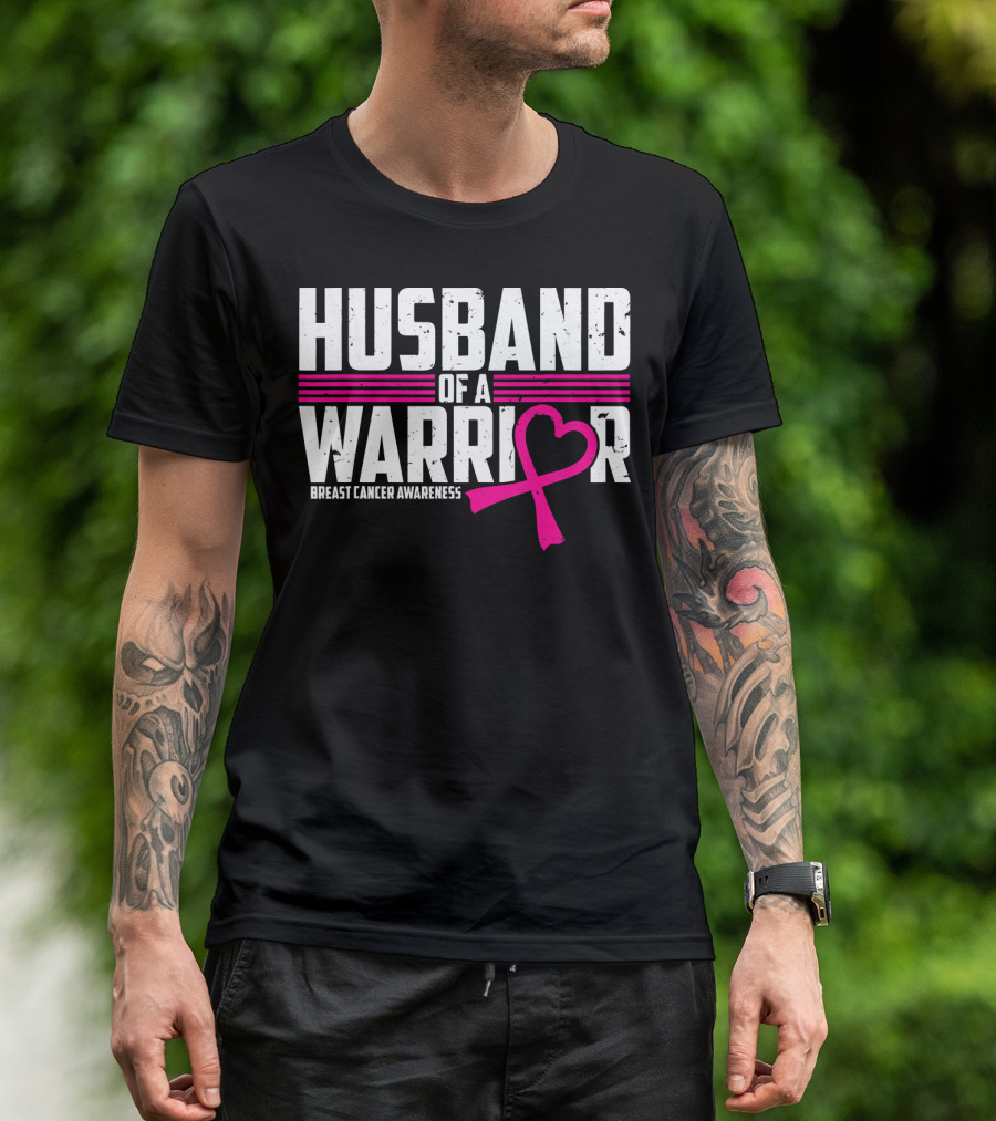 Husband Of A Warrior Breast Cancer Awareness T-Shirt