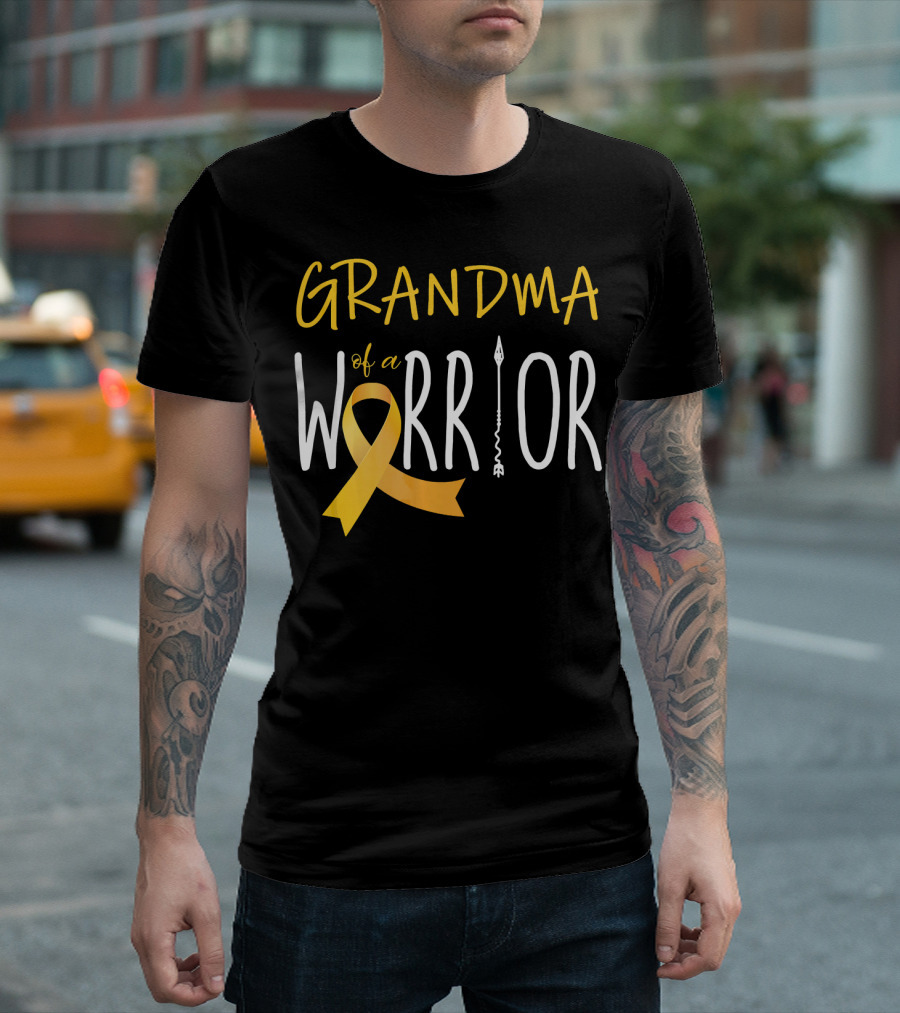 Grandma of a Warrior Childhood Cancer Awareness T-Shirt