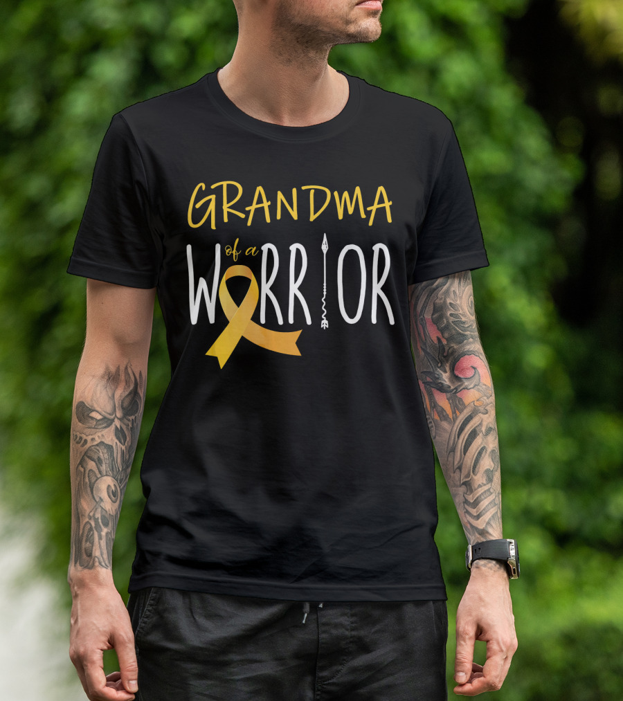 Grandma Of A Warrior Childhood Cancer Awareness T-Shirt