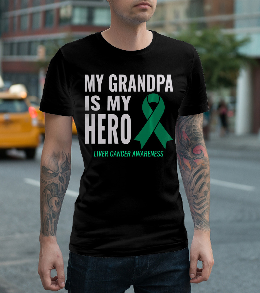 My Grandpa Is My Hero Liver Cancer Awareness T-Shirt