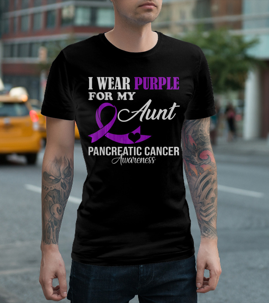 I Wear Purple for My Aunt Pancreatic Cancer Awareness T-Shirt