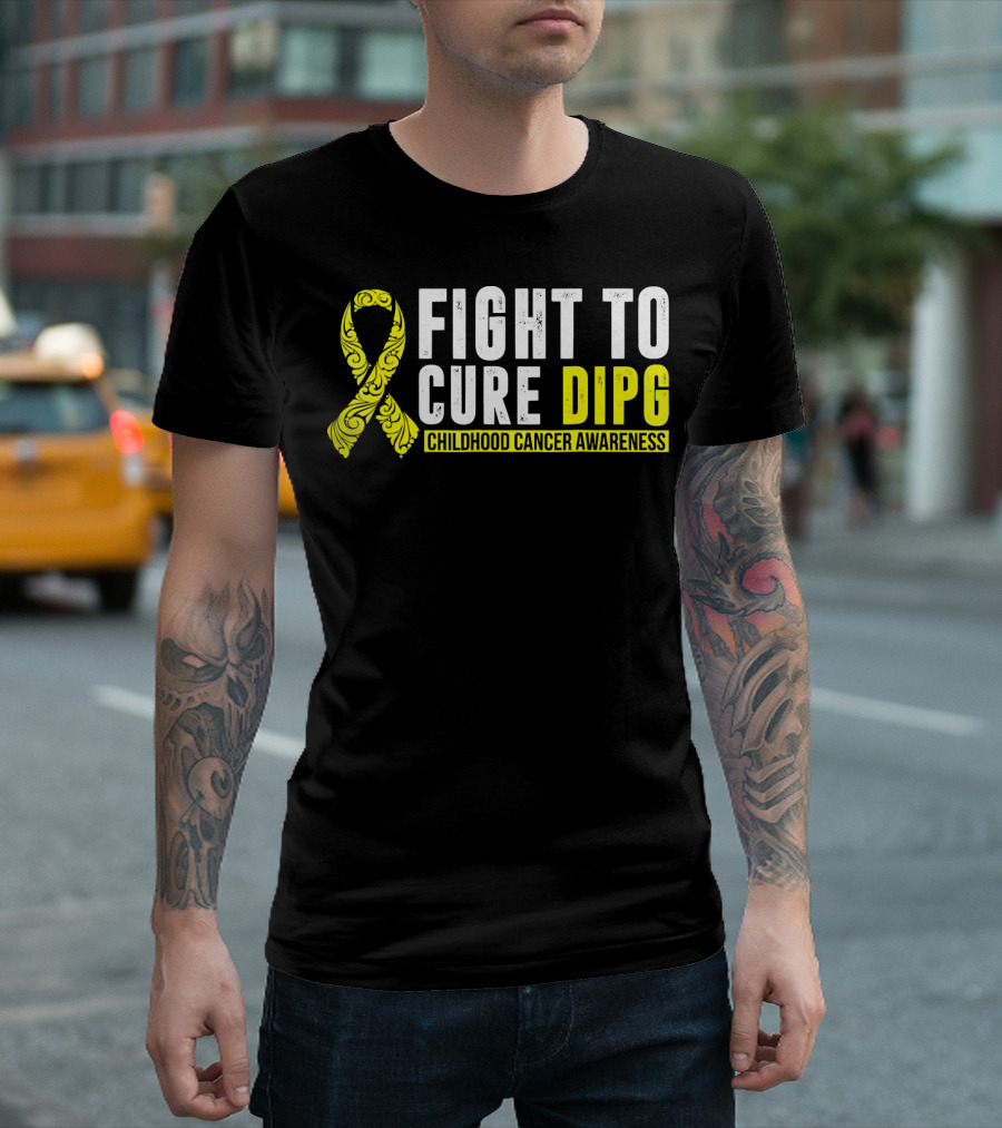 Fight To Cure DIPG Childhood Cancer Awareness Yellow T-Shirt