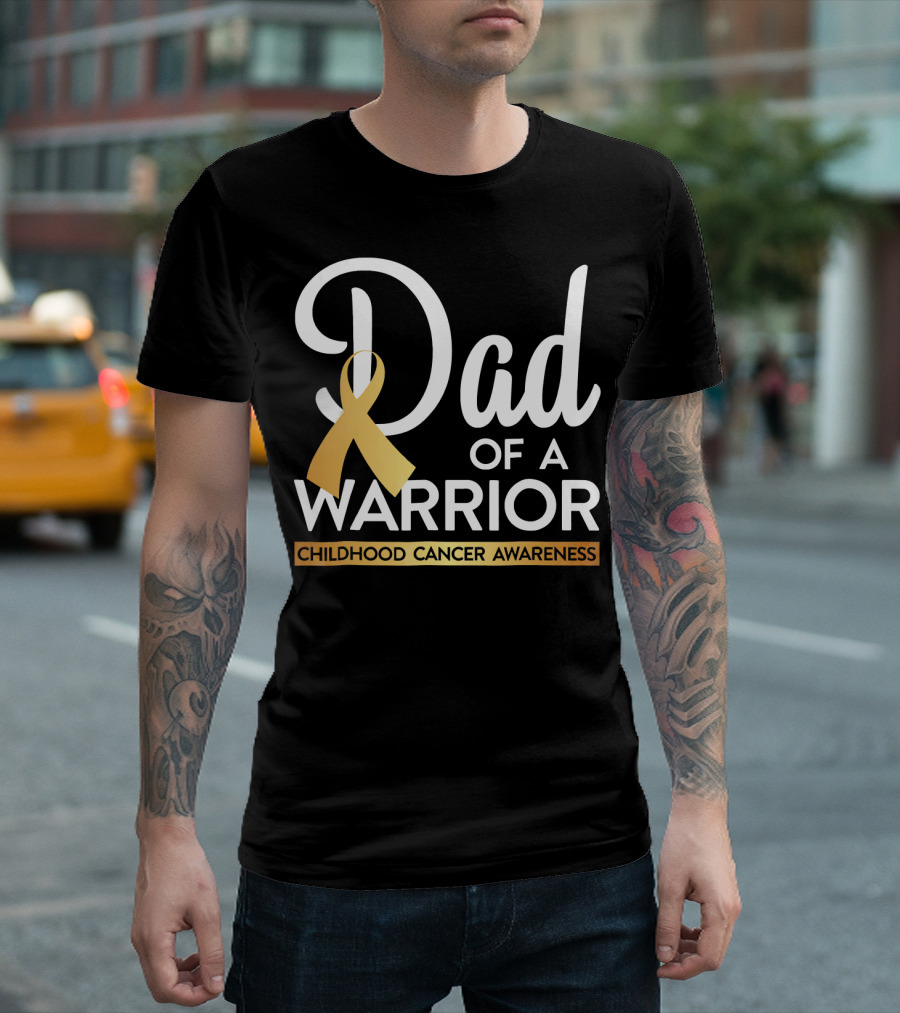 Dad Of A Warrior Childhood Cancer Awareness T-Shirt