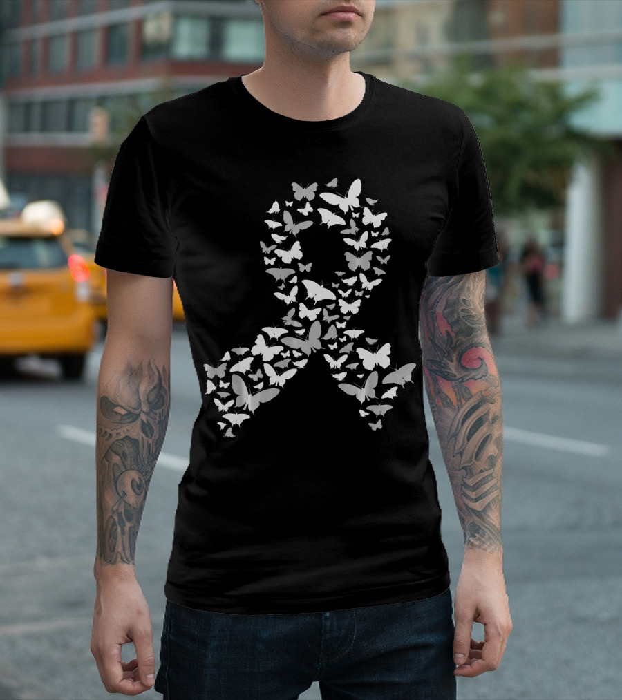Brain Cancer Awareness Butterfly Ribbon T-Shirt