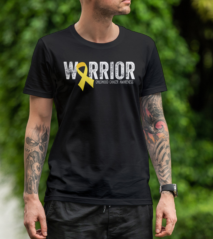 Warrior Yellow Ribbon Childhood Cancer Awareness T-Shirt