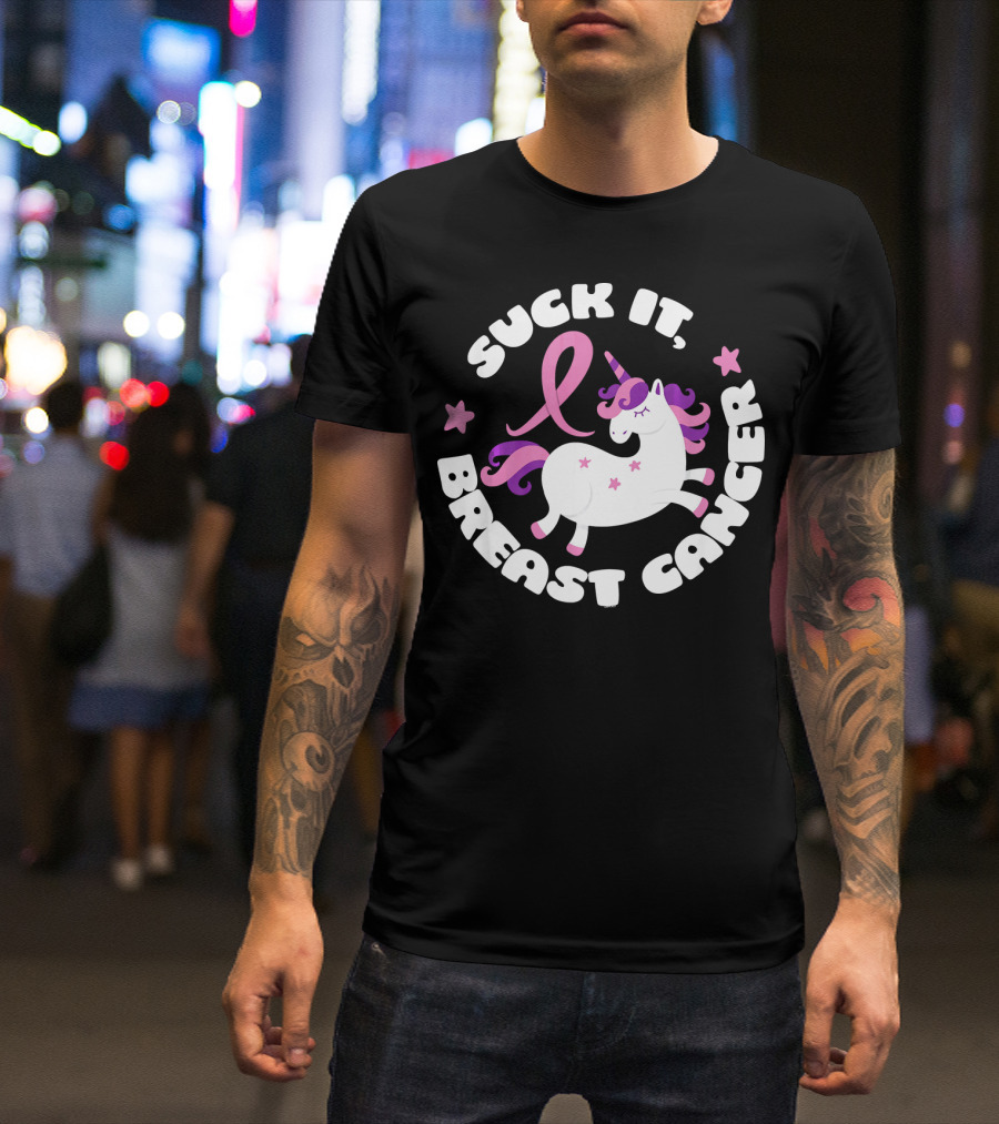Suck It Breast Cancer Unicorn Pink T-Shirt