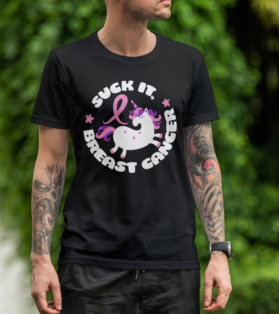 Suck It Breast Cancer Unicorn Pink T-Shirt
