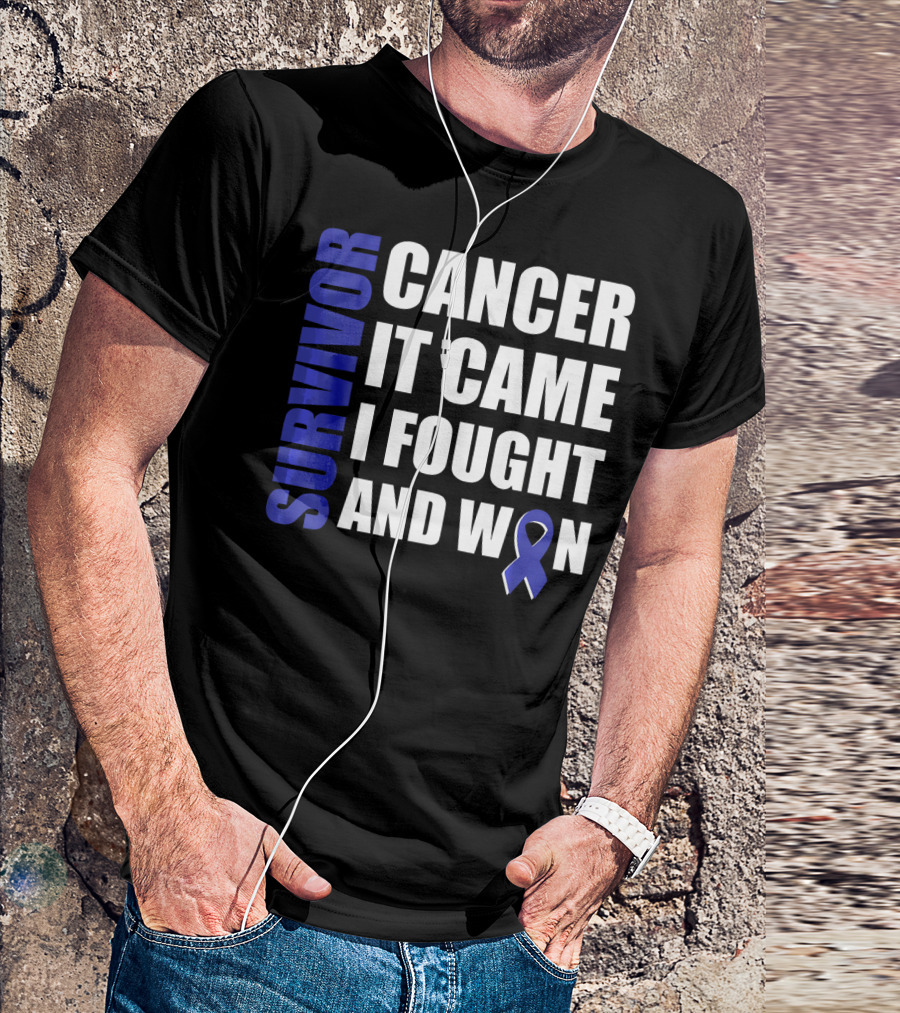 Survivor Cancer It Came I Fought And Won Blue T-Shirt