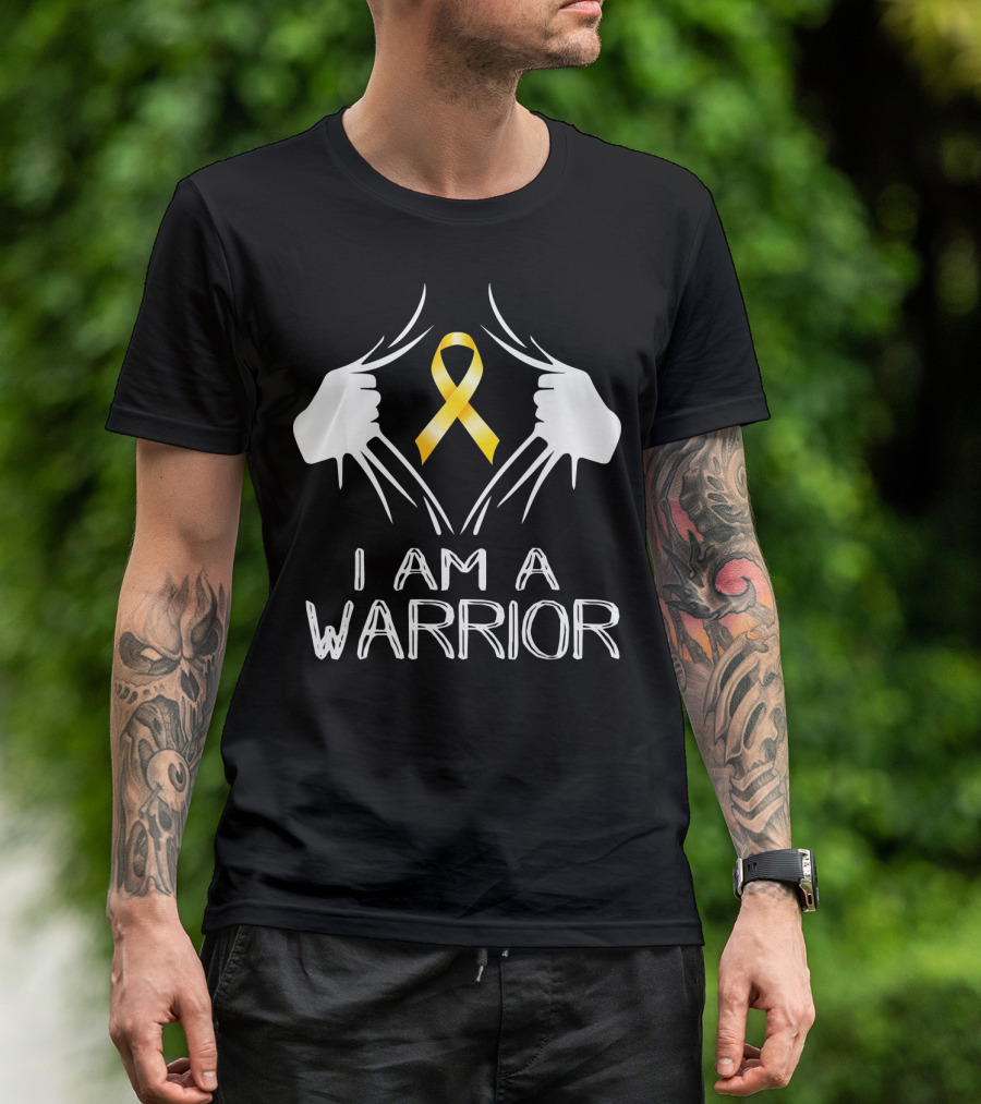 I Am A Warrior Childhood Cancer Awareness Yellow T-Shirt