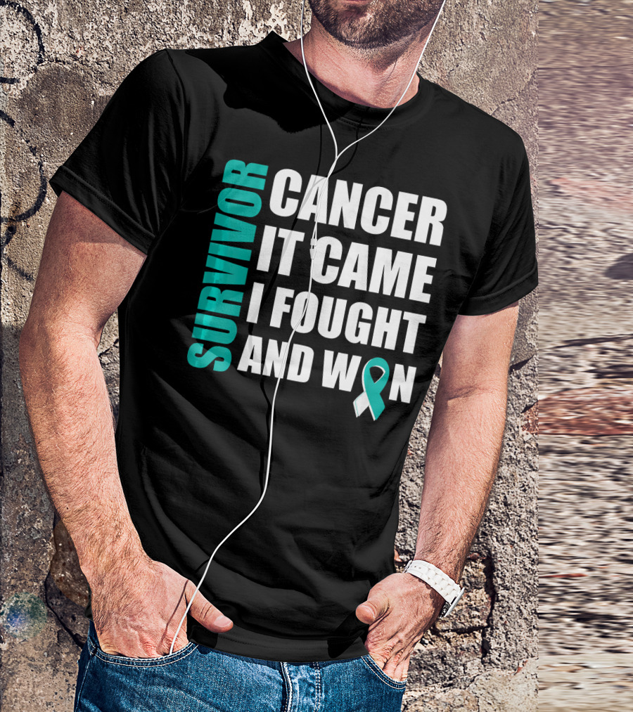 Survivor Cancer It Came I Fought And Won Cervical Cancer Awareness Fight Cancer T-Shirt