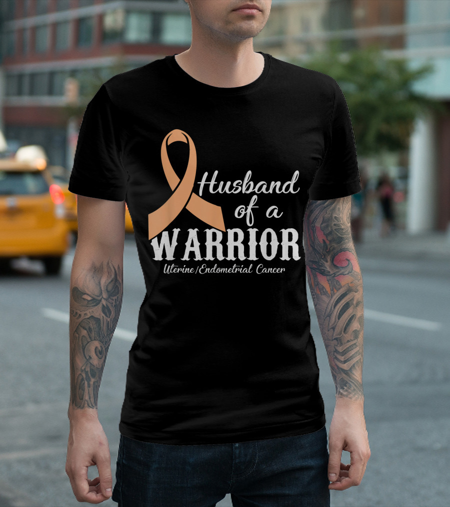 Husband of a Warrior Uterine Endometrial Cancer T-Shirt