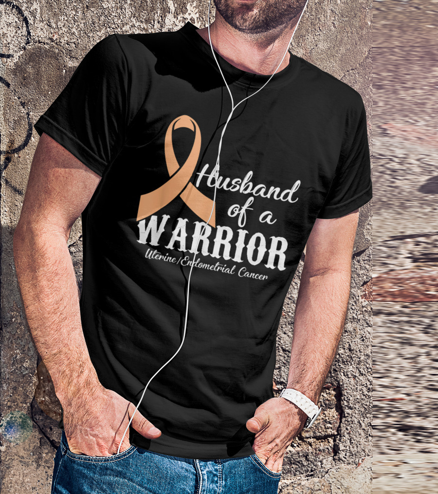 Husband Of A Warrior Uterine Endometrial Cancer T-Shirt