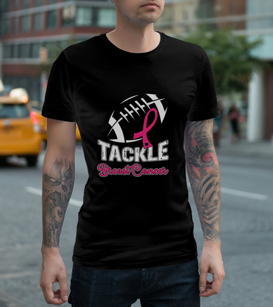 Tackle Breast Cancer Awareness Football T-Shirt