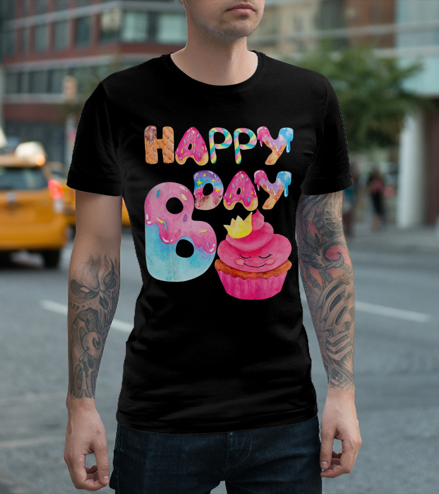 Happy Bday Cupcake Donut Themed Birthday T-Shirt