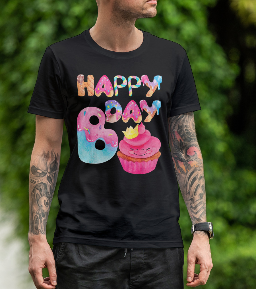 Happy Bday Cupcake Donut Themed Birthday T-Shirt