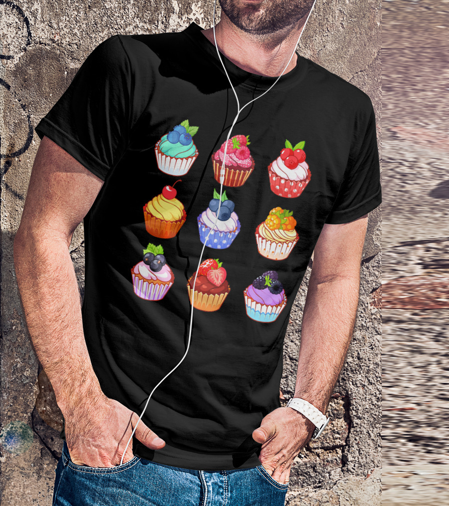 Yummy Cupcake Dessert Challenge Berry Toppings Collection T-Shirt